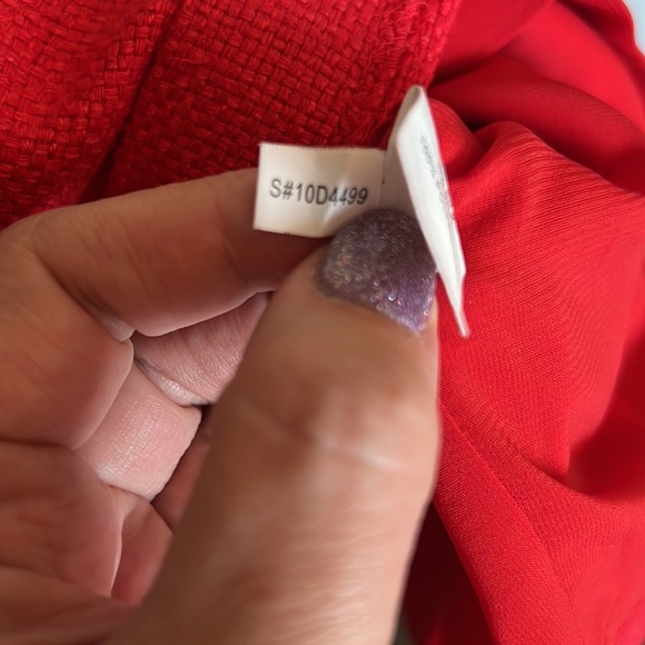 Kay Unger red silk dress with ruffle accent size 10 - Picture 15 of 15